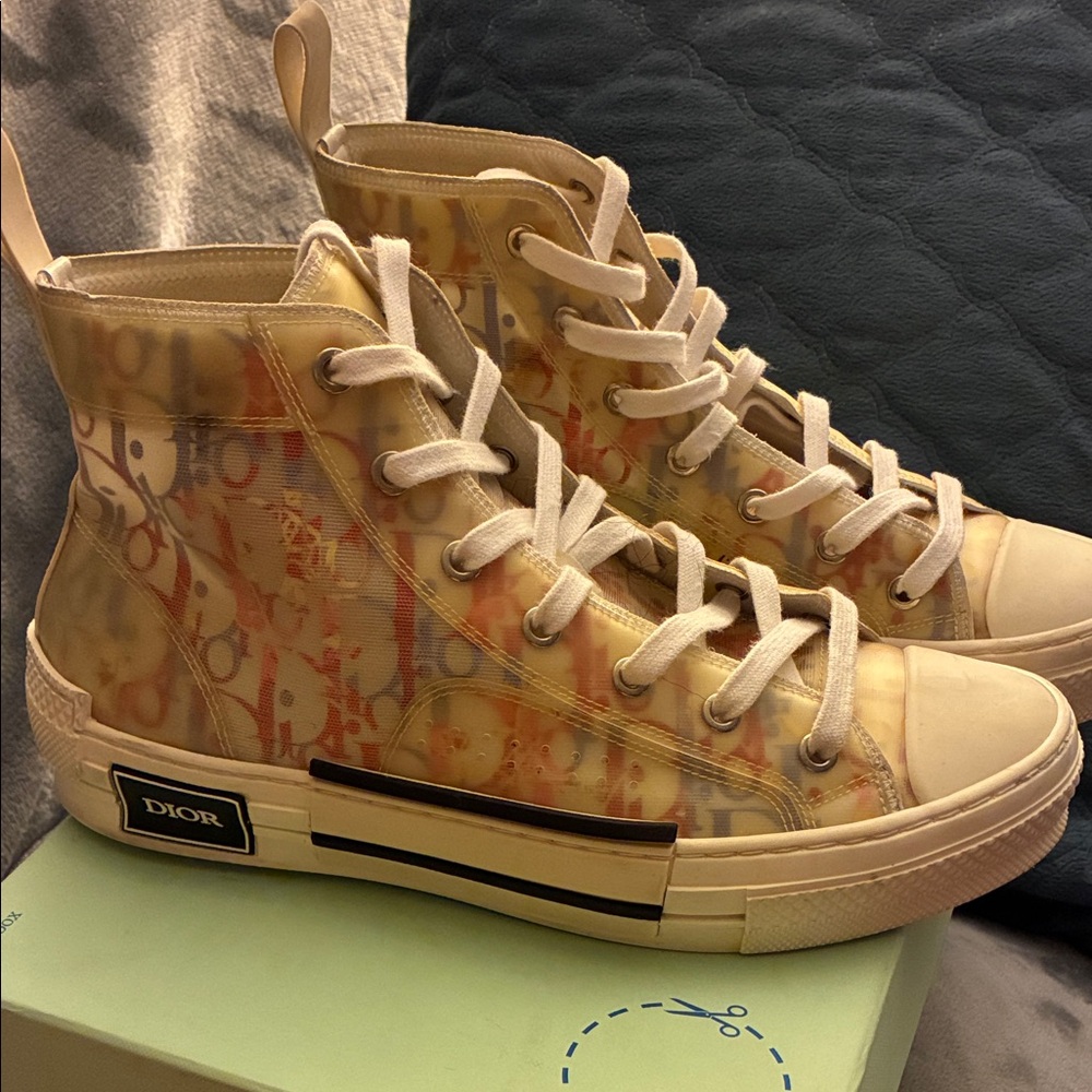 Dior Women's High-Top Sneakers - Beige and Orange